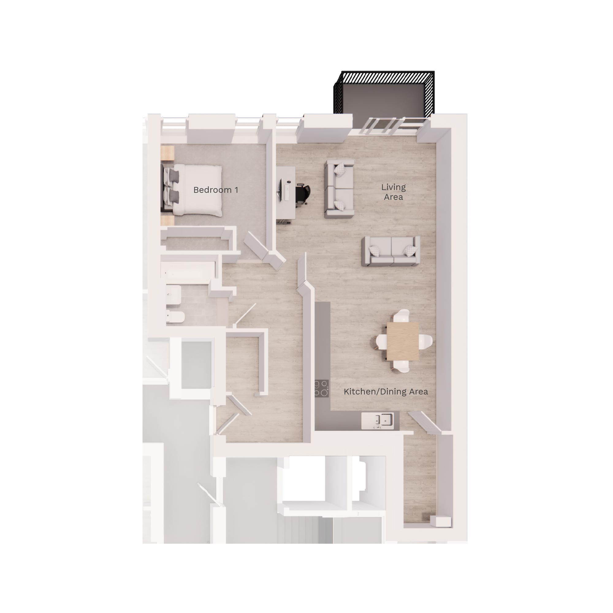 1 bed apartment floorplan