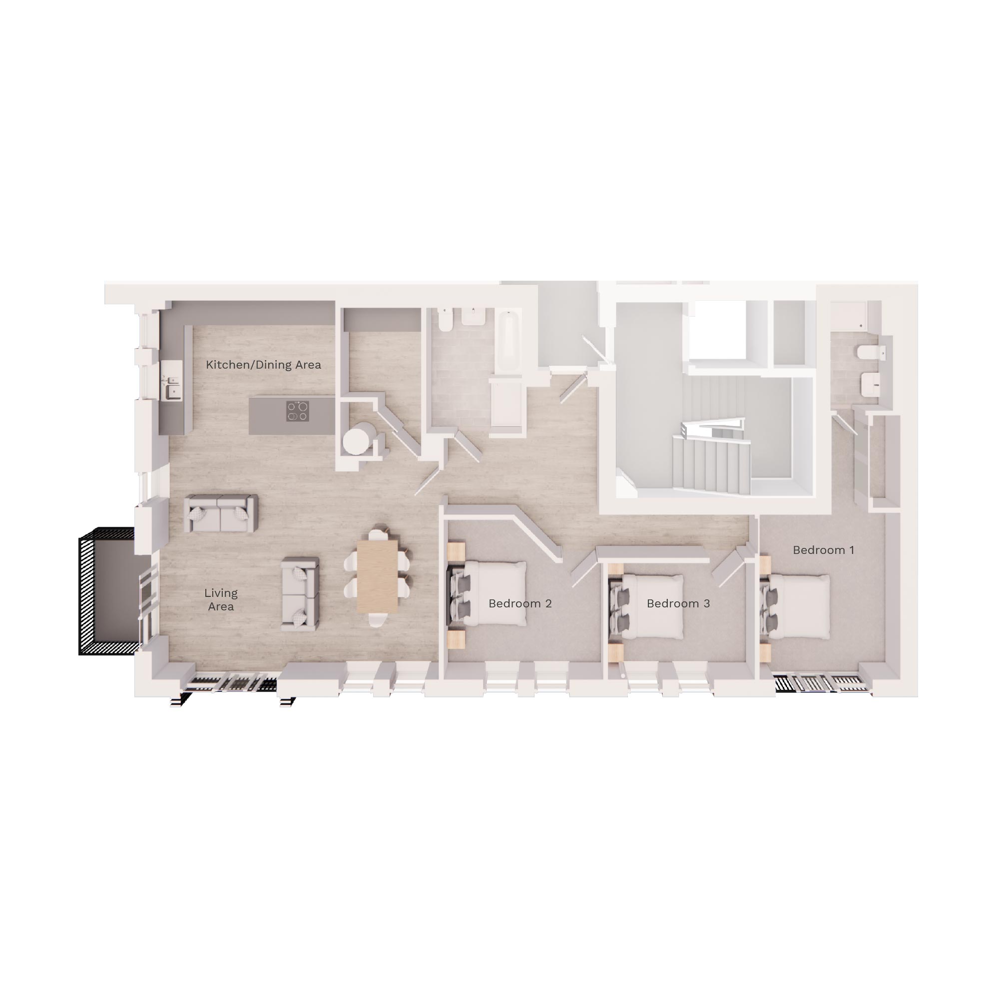 3 bed townhouse floorplan