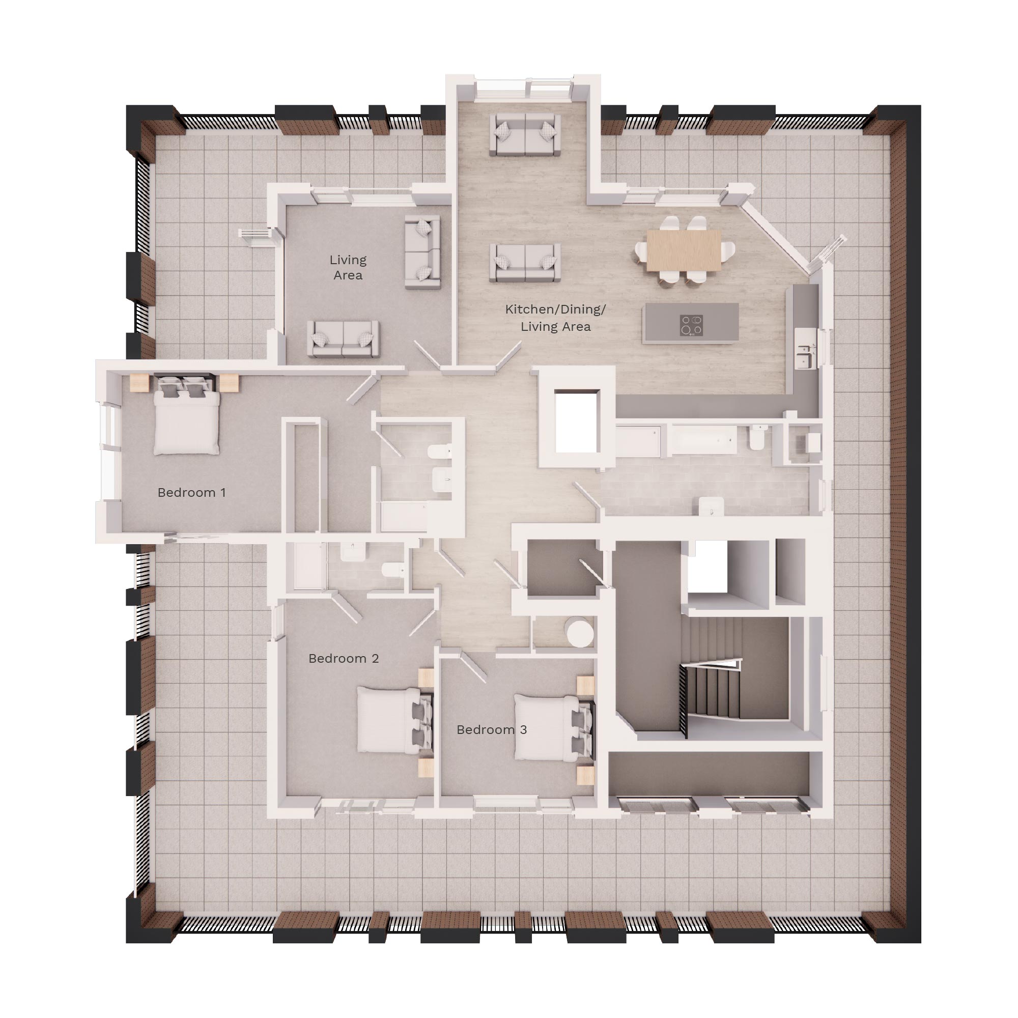 3-bed penthouse floorplan