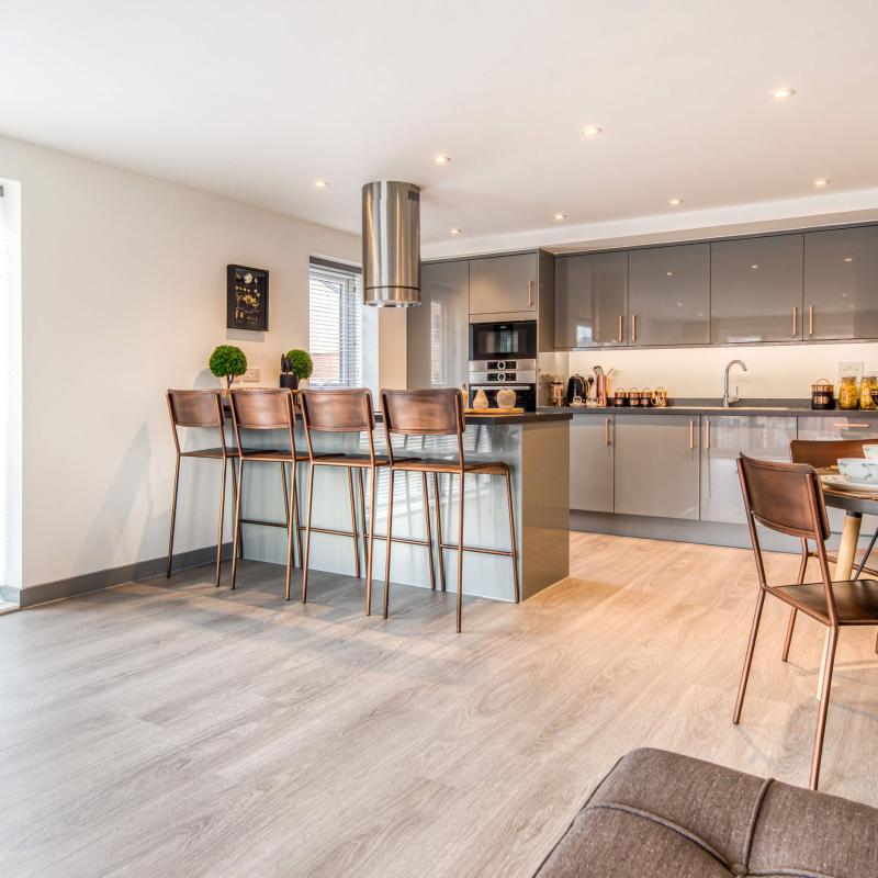 Stylish interior of luxury riverside penthouse apartment at Taw Wharf in Barnstaple